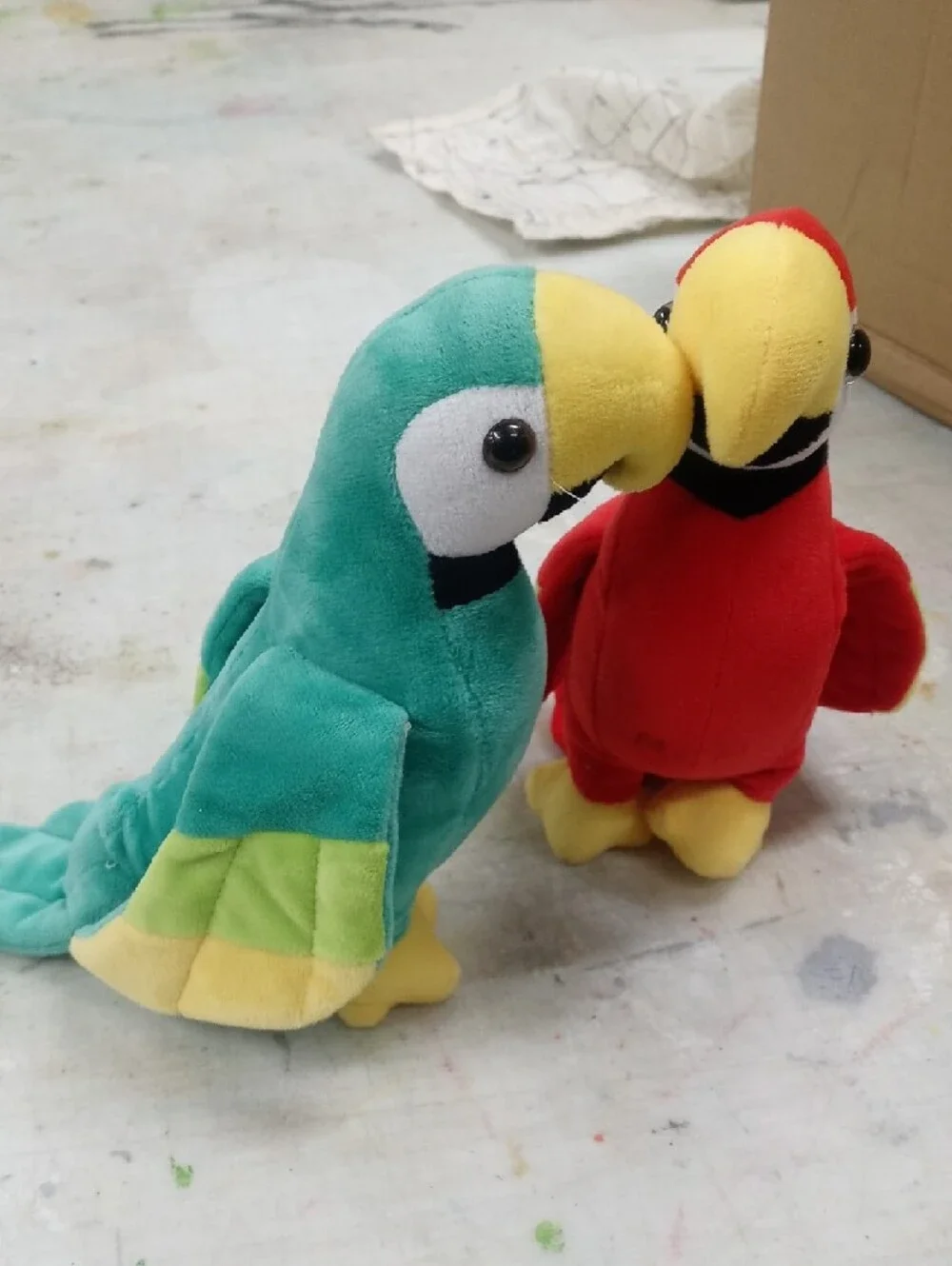 Plush Parrot Bird Toy - Green and Red Options